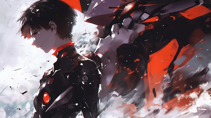Shinji Ikari and Evangelion Unit-01 in 4K