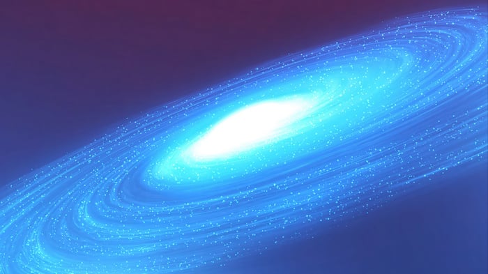 Blue spiral galaxy with bright center in 4K