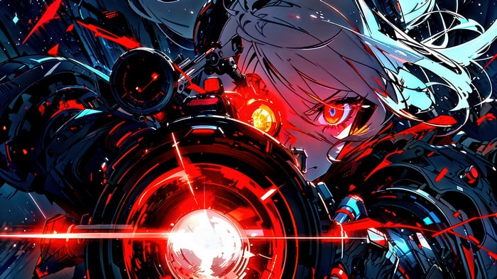 Anime Girl with Cyberpunk Cannon 4K