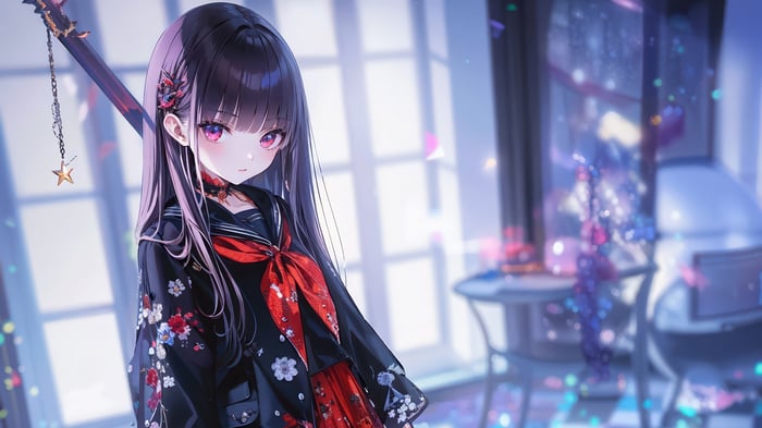 Cute Anime Girl with Sword 4K
