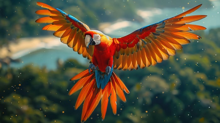 Scarlet Macaw Parrot Flying in 4K