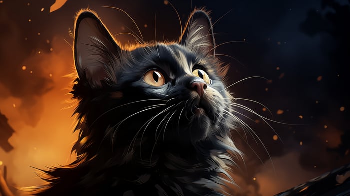 Black Cat Digital Art 4K