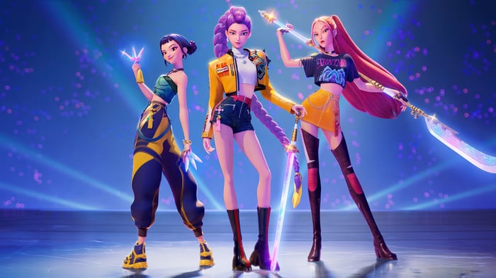 K-Pop Demon Hunters Rumi, Zoey, and Mira 4K