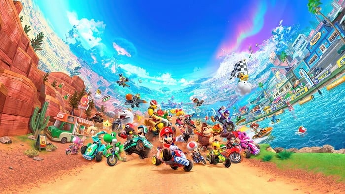 Mario Kart Tour Characters Racing in 4K