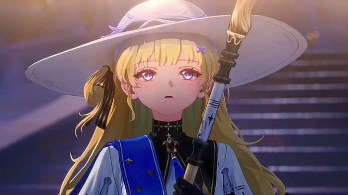 Phoebe from Wuthering Waves holding a staff