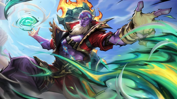Ryze from League of Legends casting a spell