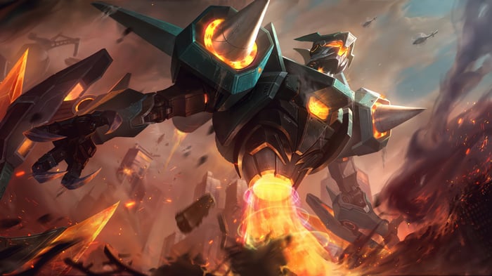 Mecha Nocturne in a fiery battle scene