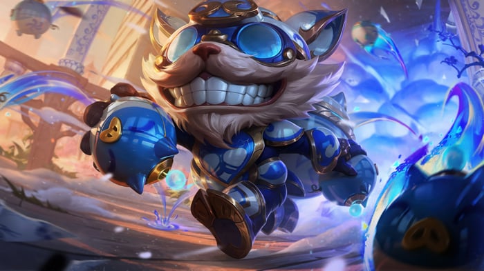 Porcelain Ziggs in League of Legends Splash Art 4K