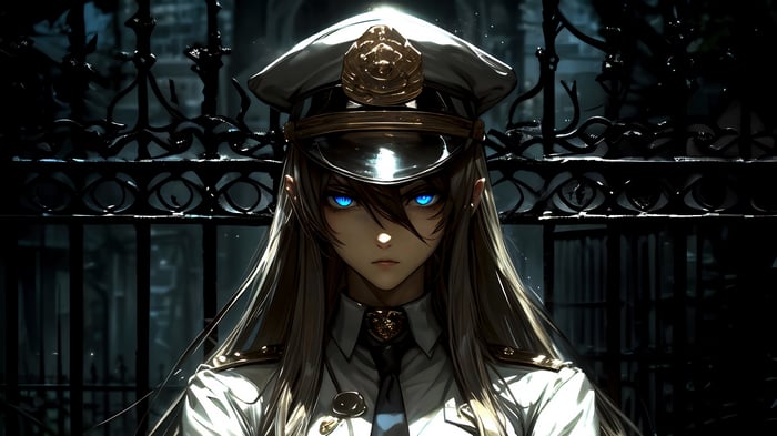 Anime Girl Cop with Blue Eyes in 4K