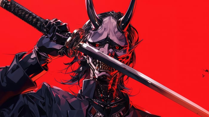 Demon with Katana and Mask 4K