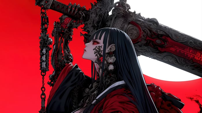 Anime Girl with Large Sword 4K