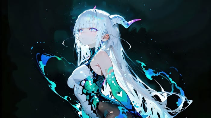 Anime Girl with Dragon Horns 4K