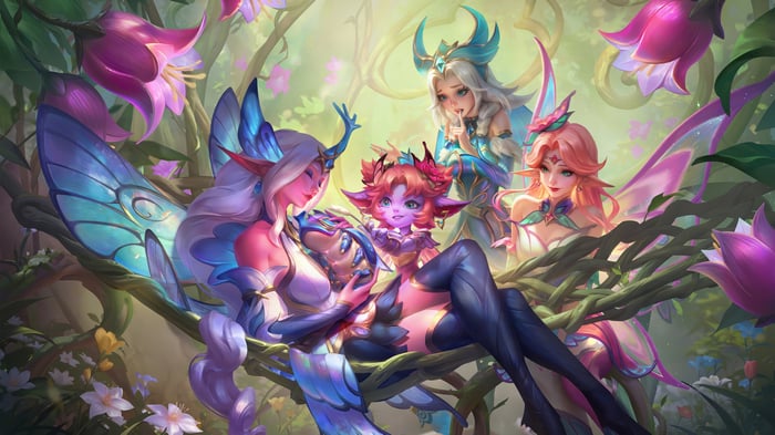 Faerie Court Soraka, Tristana, Lux, and Lillia in 4K