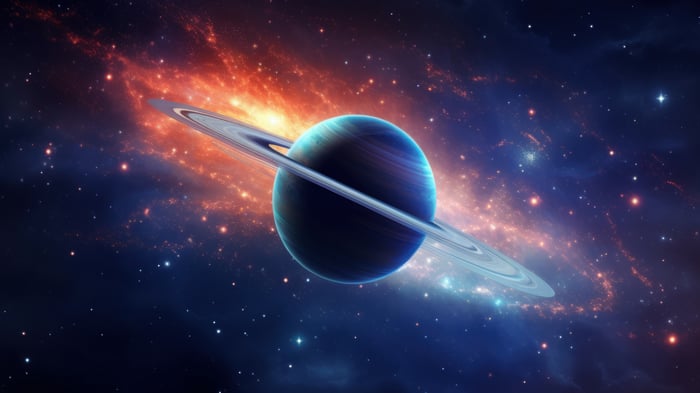 Planet with Rings in Space 4K