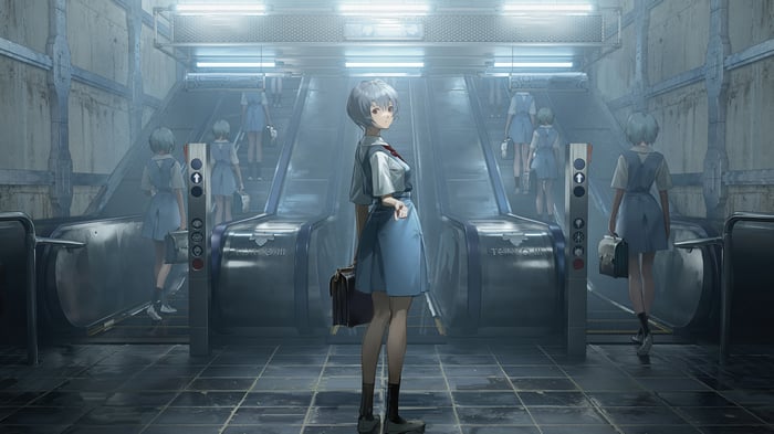 Rei Ayanami in a subway station 4K