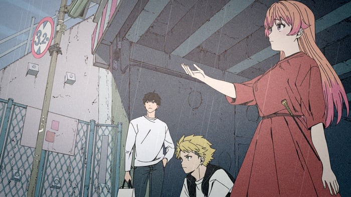 Witch Watch anime characters in the rain