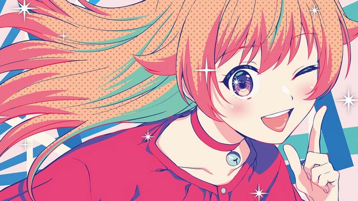 Anime Girl with Pink Hair and Cat Collar