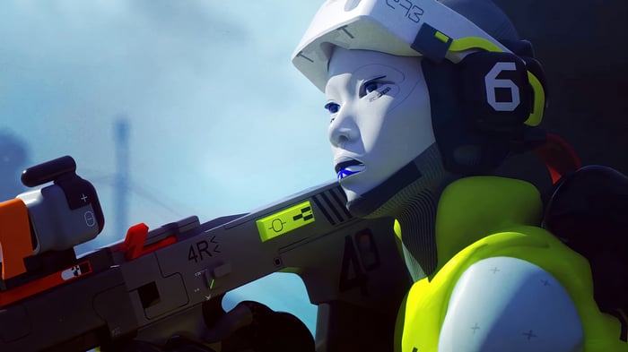 Marathon Game Character with Rifle