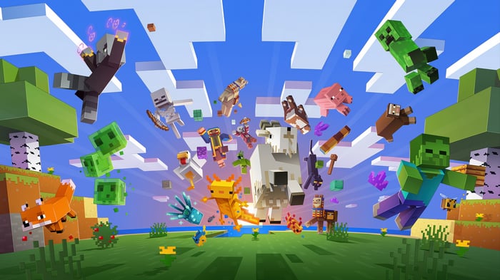 Minecraft Characters in a Sky Landscape