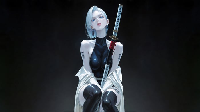 Anime Girl with Katana 4K