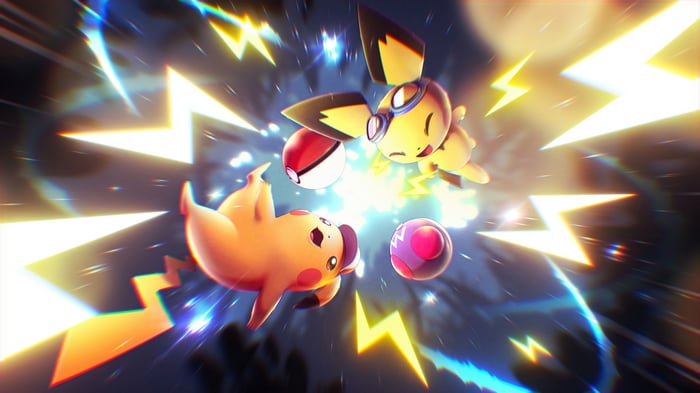 Pikachu and Pichu with Pokeballs in 4K