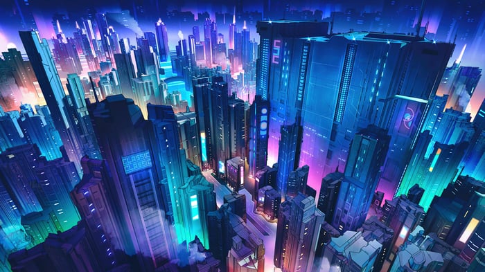 Futuristic Cyberpunk Cityscape with Neon Lights 4K