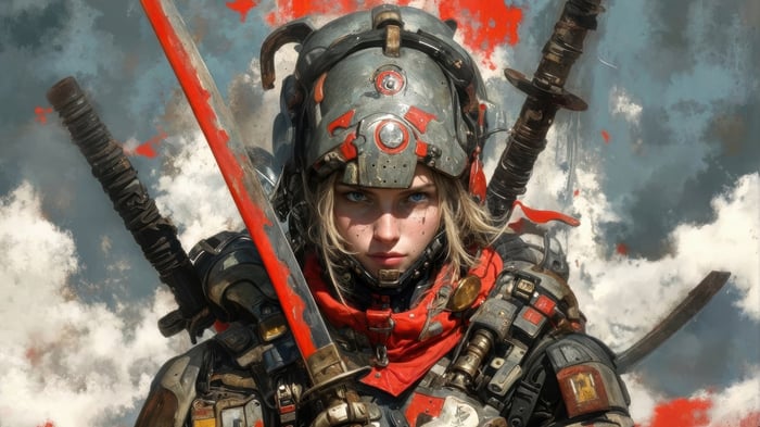 Sci-Fi Warrior Girl with Sword 4K