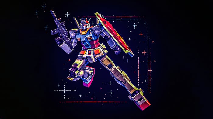 Pixel Art Gundam in Space