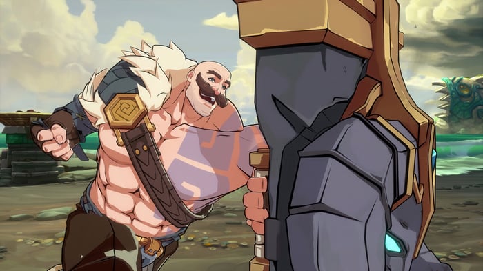 Braum from League of Legends fighting