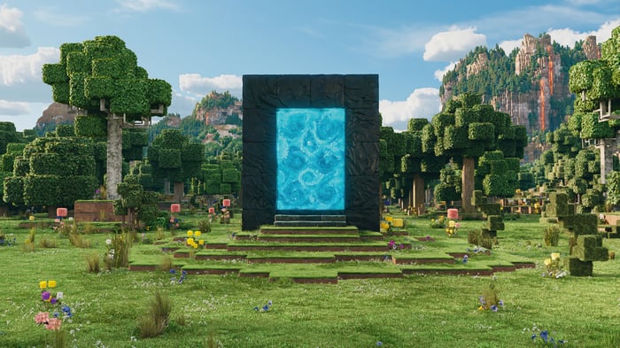Minecraft Nether Portal in a Forest
