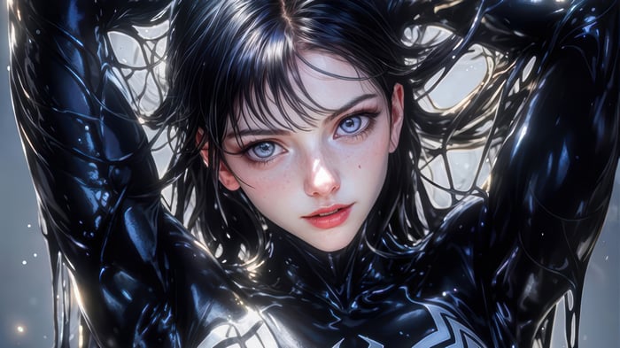 Anime Girl in Venom Symbiote Suit 4K
