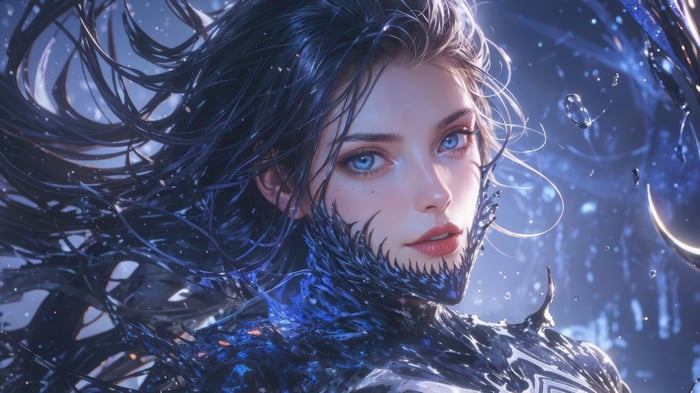 Anime Girl with Venom Symbiote 4K