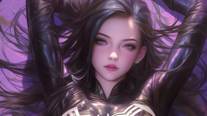 Anime Girl in Symbiote Suit 4K