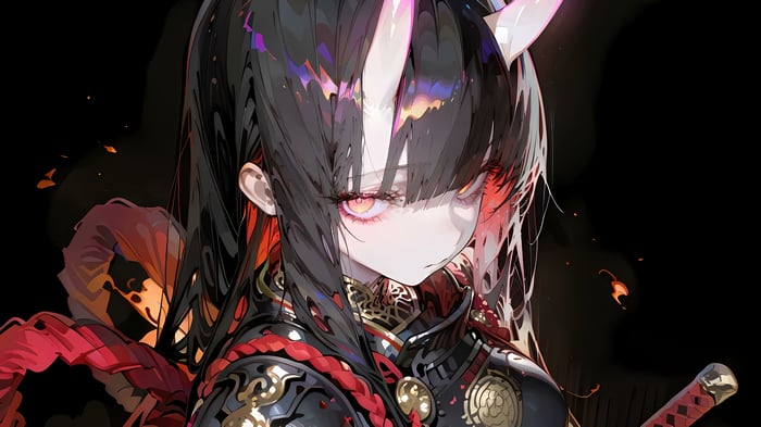Anime Demon Warrior with Horns 4K