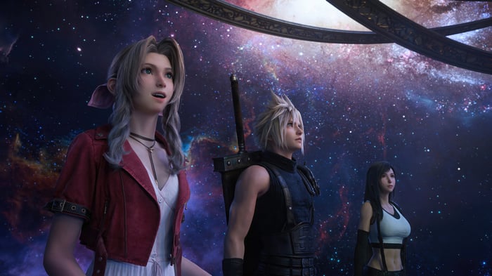 Aerith, Cloud, and Tifa in Final Fantasy 7 Remake Rebirth 4K