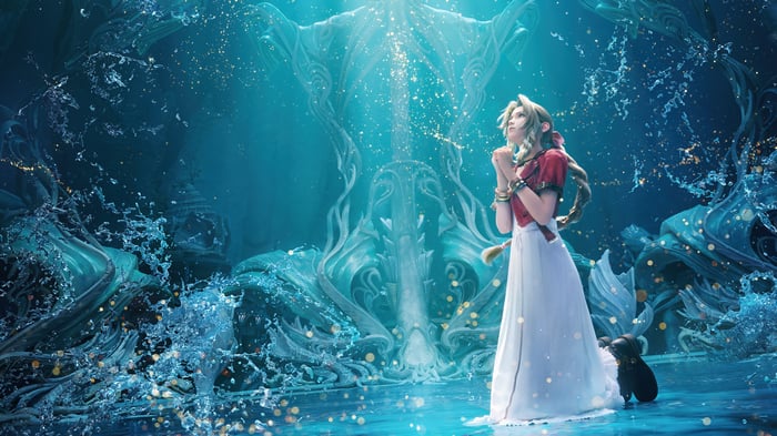 Aerith Gainsborough in Final Fantasy 7 Remake Rebirth 4K