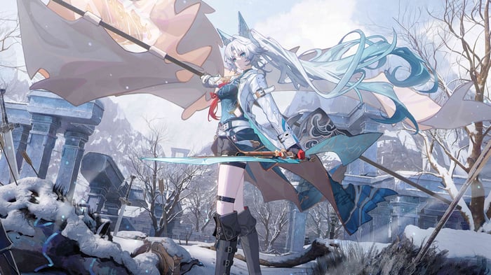 Feixiao from Honkai: Star Rail in a snowy landscape 4K