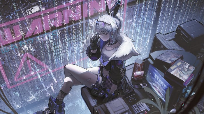Silver Wolf in a Cyberpunk Setting 4K