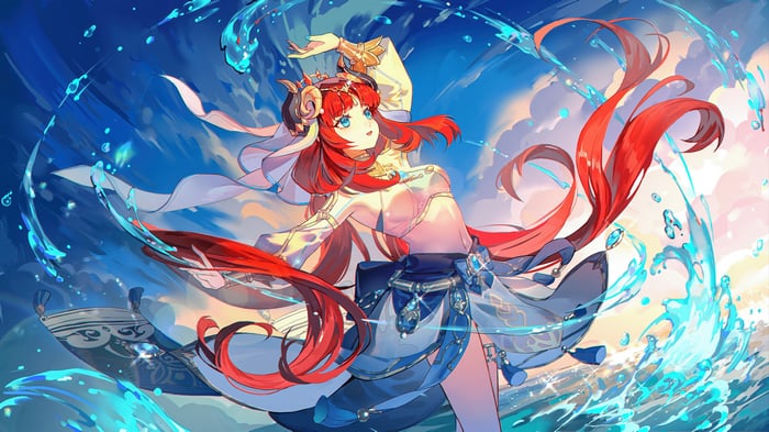 Nilou from Genshin Impact dancing with water