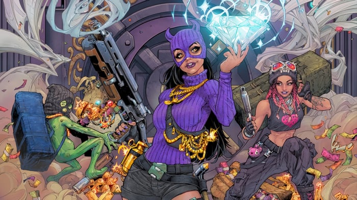 Fortnite characters with a diamond and money