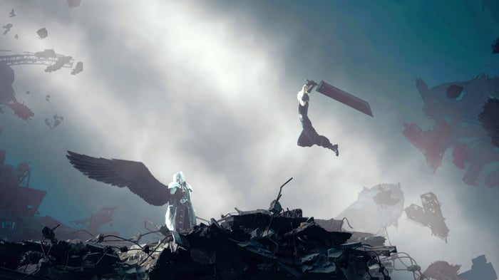 Cloud Strife and Sephiroth in Final Fantasy 7 Remake Rebirth 4K