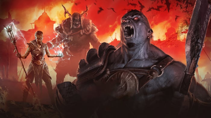Diablo IV Barbarian, Sorcerer, and Druid in battle
