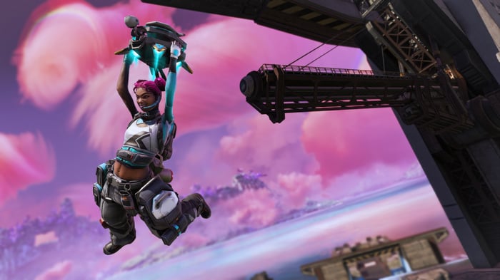 Lifeline from Apex Legends holding a drone