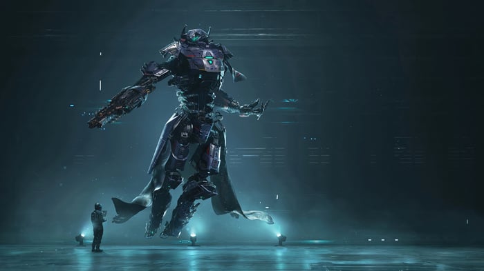 Steel Hunters Robot in a Dark Environment 4K