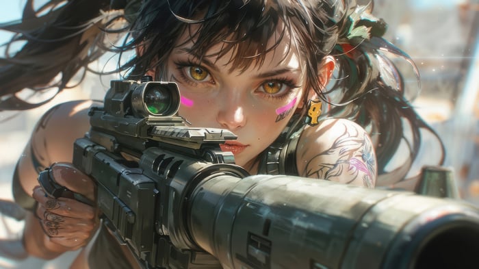 Anime Girl with Sniper Rifle 4K