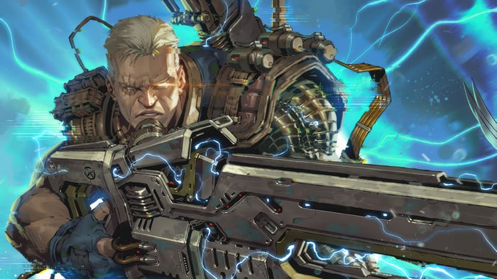 Cable with a large weapon and blue energy
