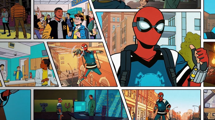 Spider-Man in a comic book style