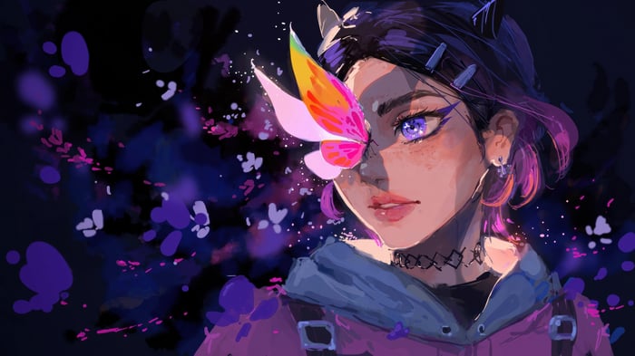 Clove from Valorant with a butterfly mask
