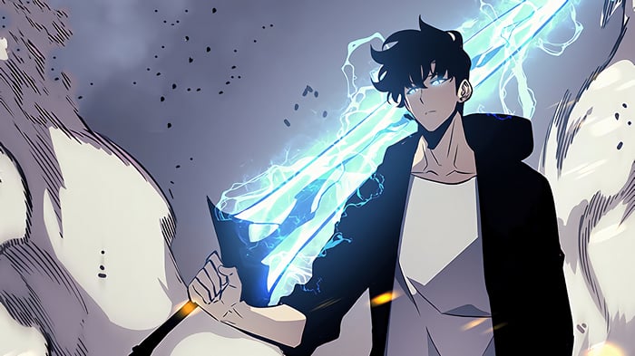 Sung Jin-Woo with a glowing sword