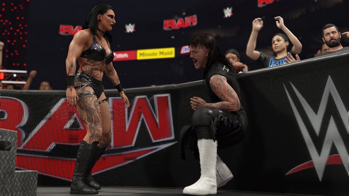 Rhea Ripley and Dominik Mysterio in WWE 2K25 4K